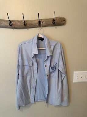 Light Blue Men's Button-Up Jacket